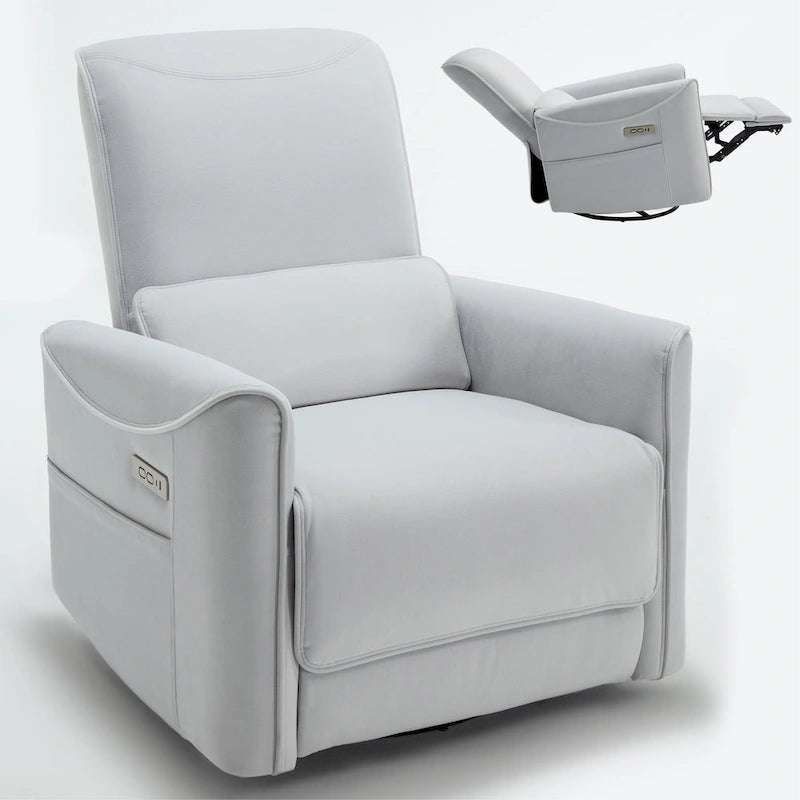 Leatheraire Swivel and Rocker Power Recliner Chair, Heavy Duty Motion Mechanism with USB and Type-C Ports