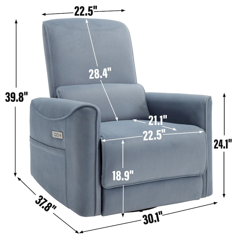 Leatheraire Swivel and Rocker Power Recliner Chair, Heavy Duty Motion Mechanism with USB and Type-C Ports