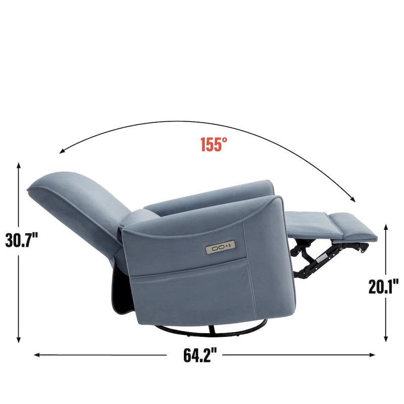 Leatheraire Swivel and Rocker Power Recliner Chair, Heavy Duty Motion Mechanism with USB and Type-C Ports