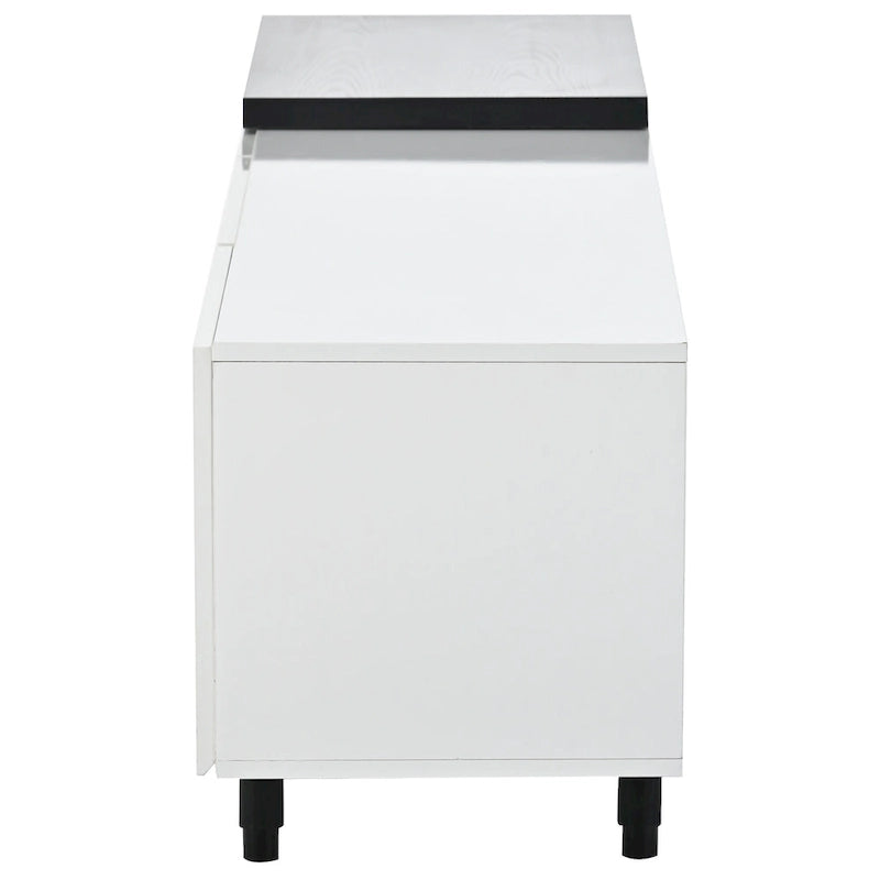 White Modern Extendable TV Stand with 3 Drawers and Shelf for TVs Up to 80