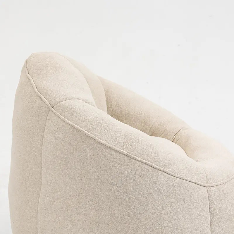 Beige Modern 40 Microfiber Accent Chair with Ottoman