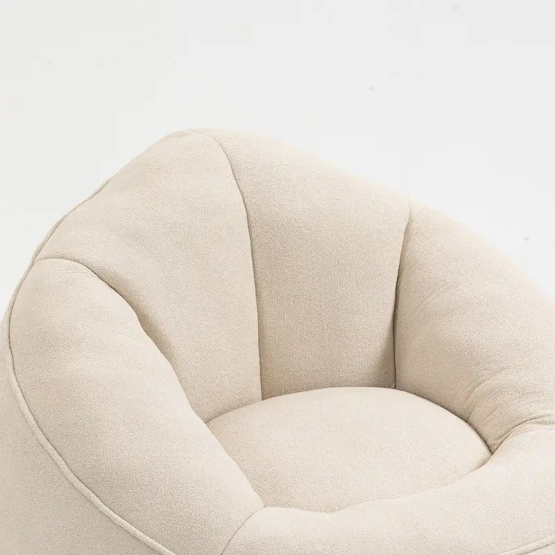 Beige Modern 40 Microfiber Accent Chair with Ottoman
