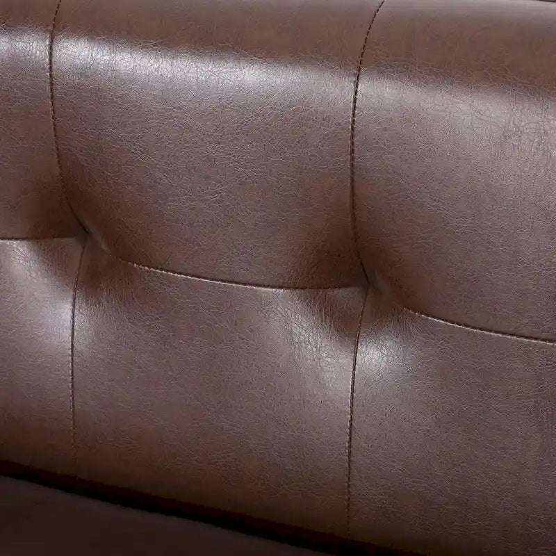 Dark Brown 80.75 Modern Button Tufted 3-Seater Sofa with Wood Legs