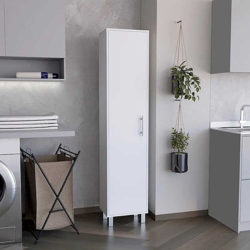 70 Tall Storage Cabinet Broom Closet with Broom Hangers,and Four Shelves