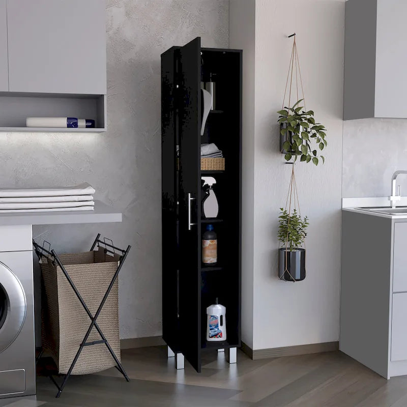 70 Tall Storage Cabinet Broom Closet with Broom Hangers,and Four Shelves