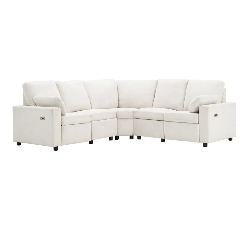 89 Power Recliner Sectional Sofa Home Theater Reclining Sofa with Two USB Ports, Two Storage Drawers for Living Room, Beige