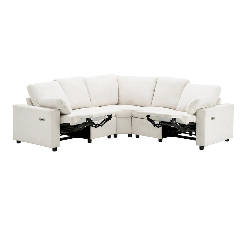 89 Power Recliner Sectional Sofa Home Theater Reclining Sofa with Two USB Ports, Two Storage Drawers for Living Room, Beige