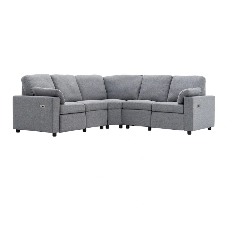 89 Power Recliner Sectional Sofa Home Theater Reclining Sofa with Two USB Ports, Two Storage Drawers for Living Room, Beige