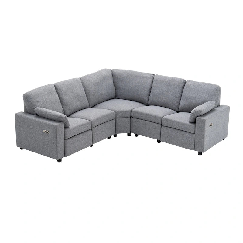 89 Power Recliner Sectional Sofa Home Theater Reclining Sofa with Two USB Ports, Two Storage Drawers for Living Room, Beige