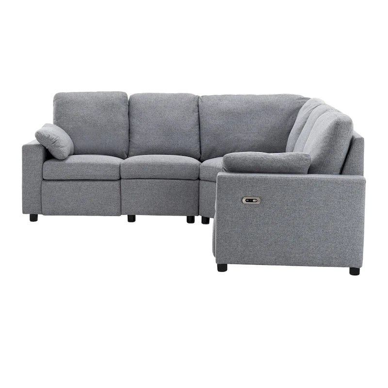 89 Power Recliner Sectional Sofa Home Theater Reclining Sofa with Two USB Ports, Two Storage Drawers for Living Room, Beige
