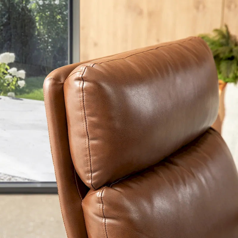 Glitzhome 33.75W Mid-Century Modern Leatherette Armchair With High Back and Padded Arms - 33.75 W x 39.5 H x 28 D