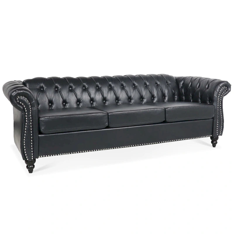 Naro Mid-Century 84 Modern 3 Seater Chesterfield Sofa Couches by Christopher Knight Home