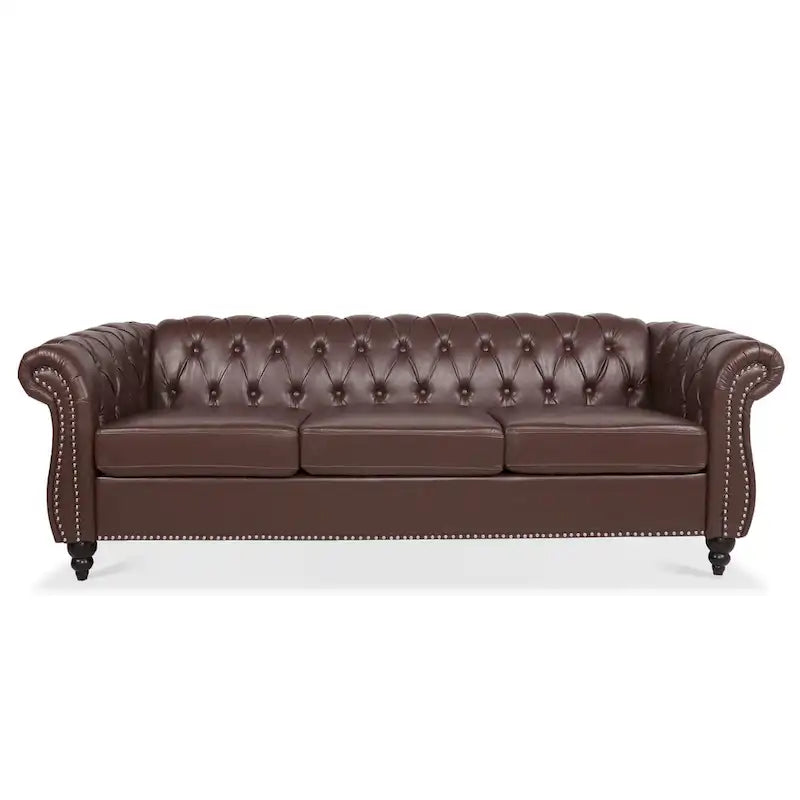 Naro Mid-Century 84 Modern 3 Seater Chesterfield Sofa Couches by Christopher Knight Home