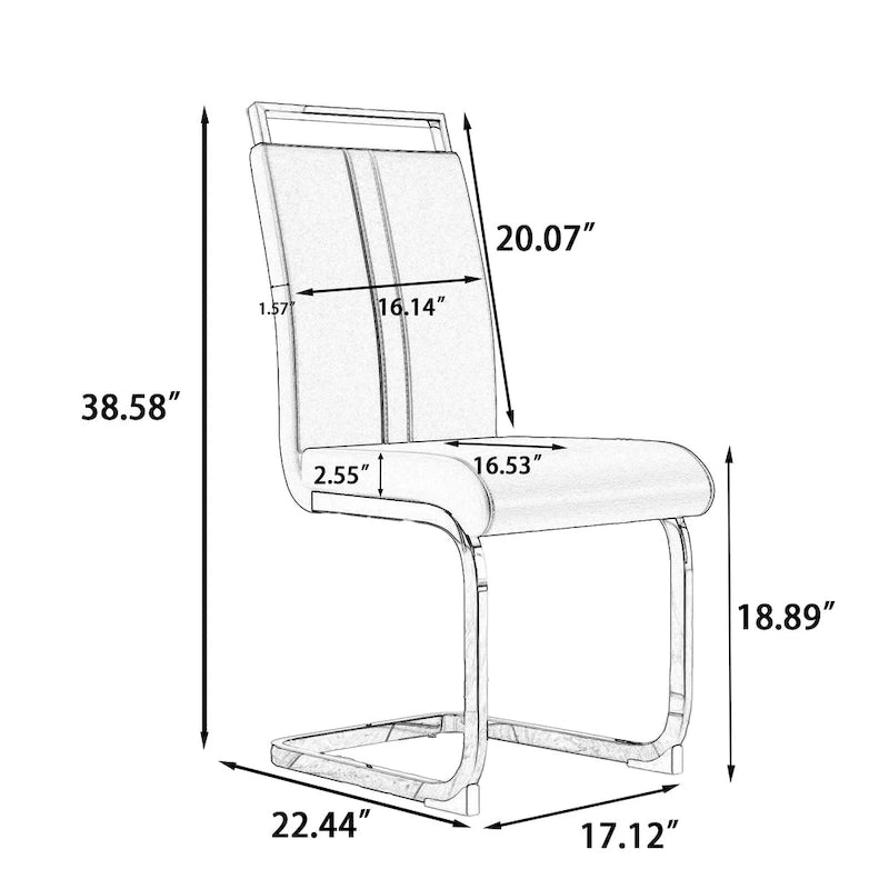 High Back Upholstered Side Chair with C-shaped Tube
