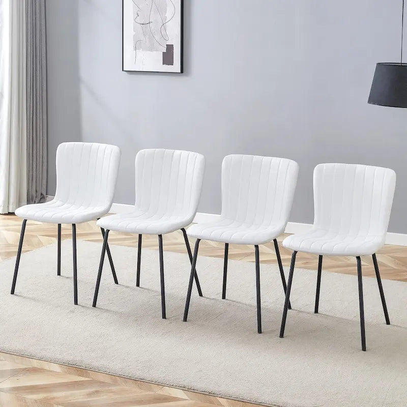 Classic Dining Chair Set of 4, Kitchen Armless Side Chair, Interior Decoration Chair with Metal Legs for Dining Room