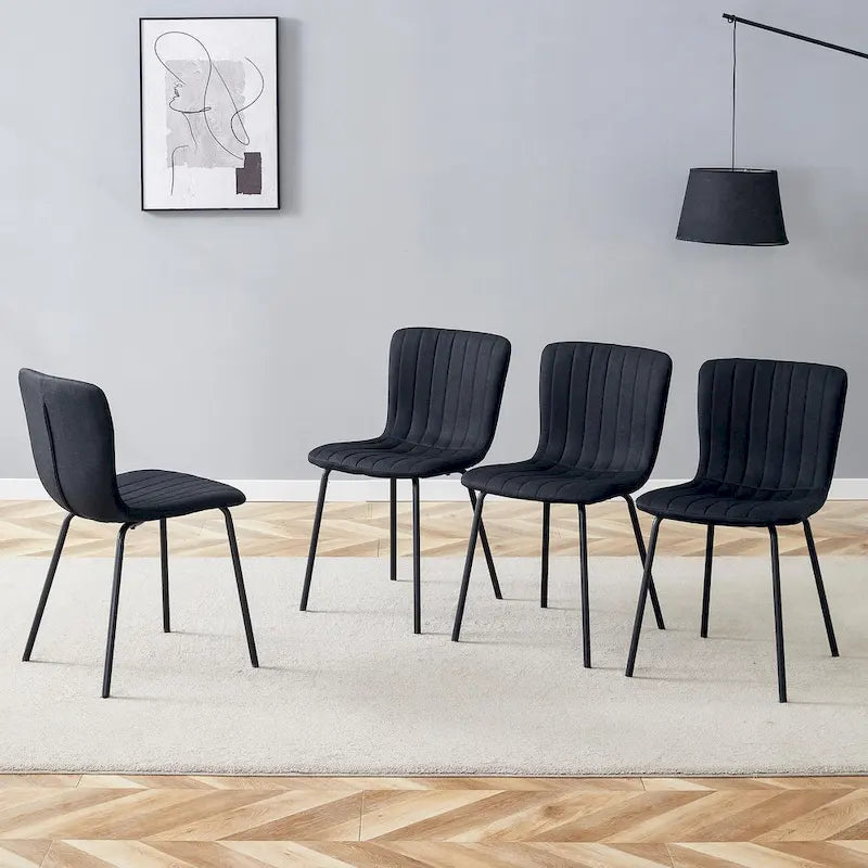 Classic Dining Chair Set of 4, Kitchen Armless Side Chair, Interior Decoration Chair with Metal Legs for Dining Room