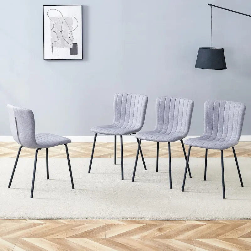 Classic Dining Chair Set of 4, Kitchen Armless Side Chair, Interior Decoration Chair with Metal Legs for Dining Room