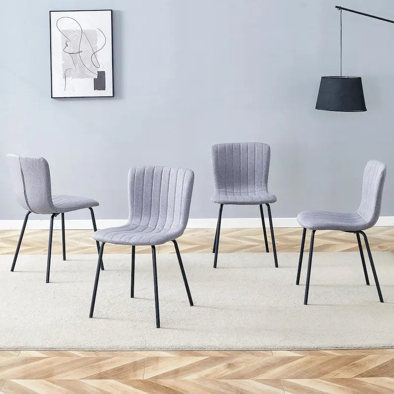 Classic Dining Chair Set of 4, Kitchen Armless Side Chair, Interior Decoration Chair with Metal Legs for Dining Room
