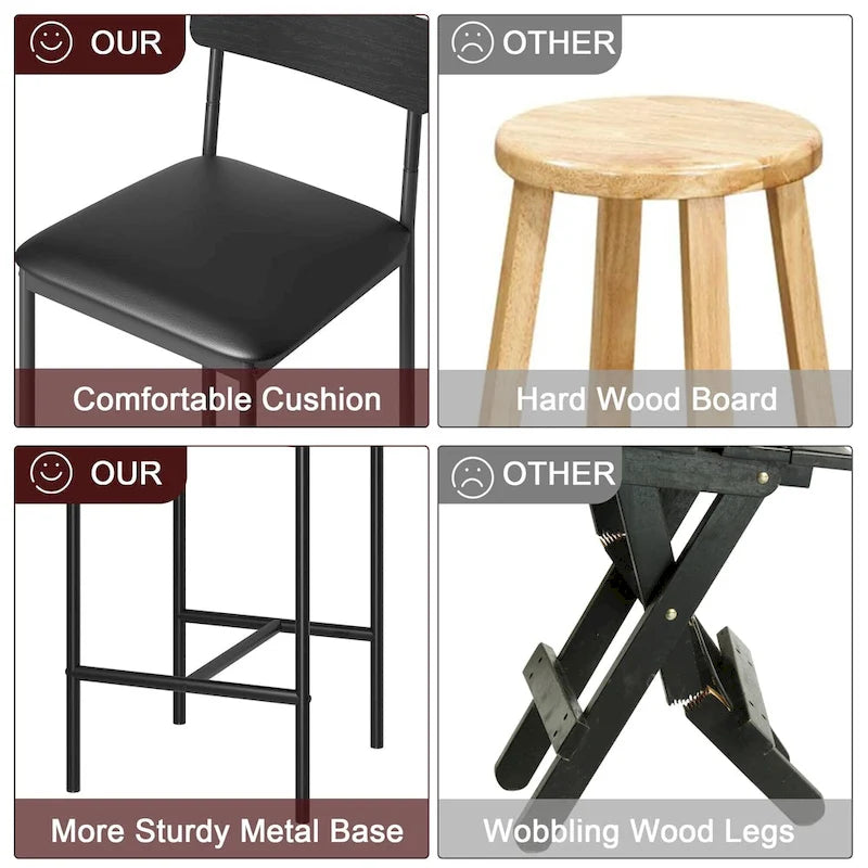 Bar Stools Set of 4, Kitchen Bar Stools with Footrest