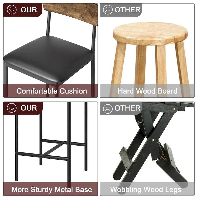 Bar Stools Set of 4, Kitchen Bar Stools with Footrest