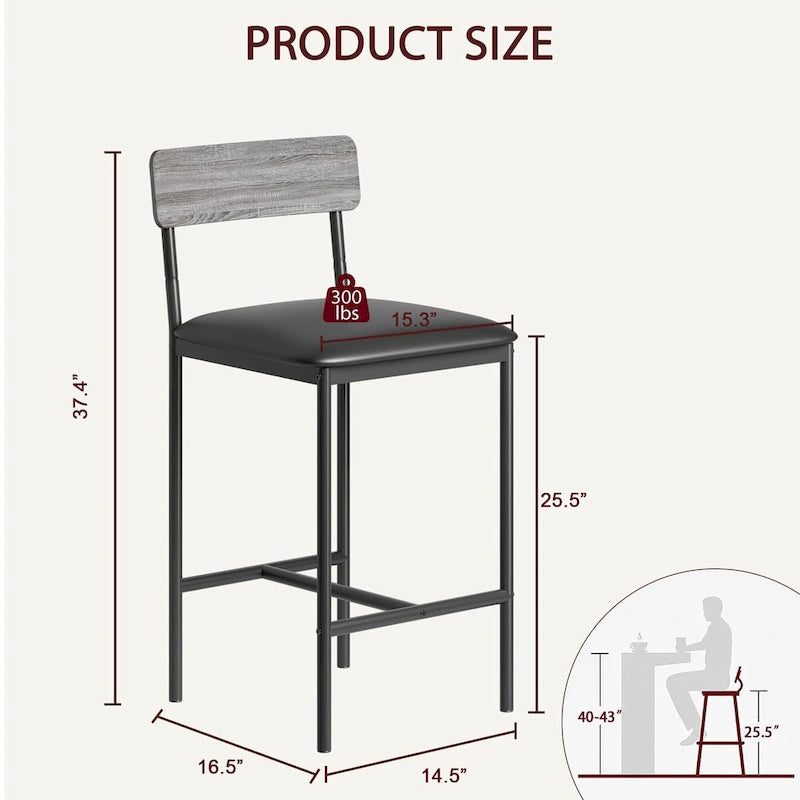 Bar Stools Set of 4, Kitchen Bar Stools with Footrest