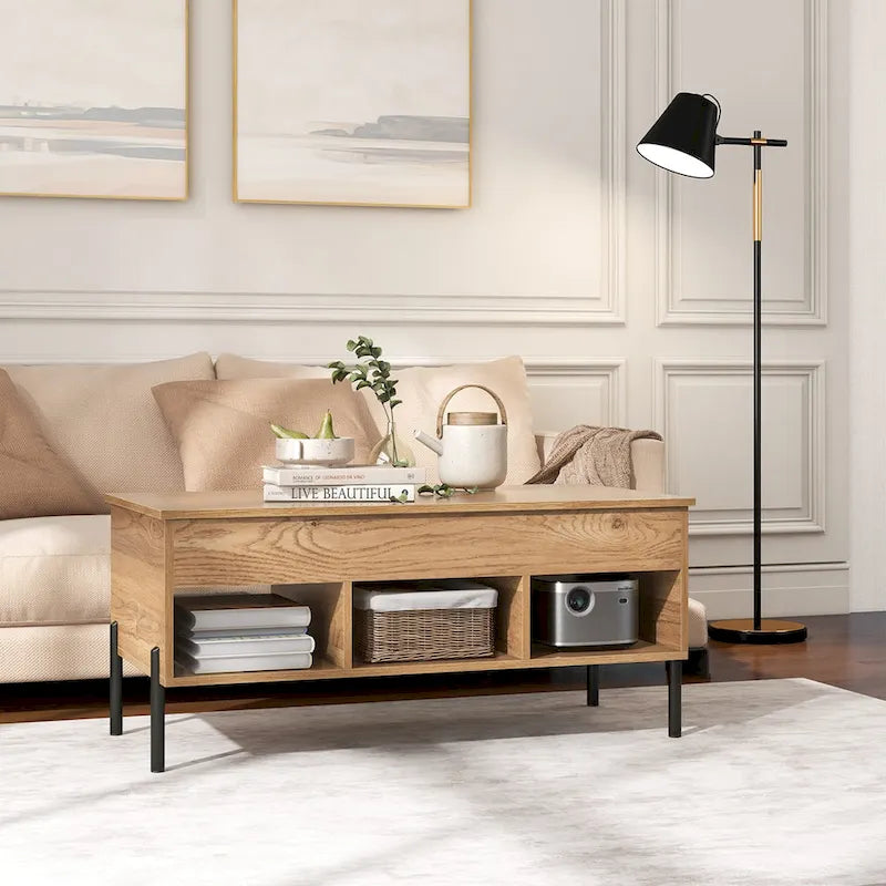 Costway Lift Top Coffee Table with Storage Compartment & 3 Open - See Details