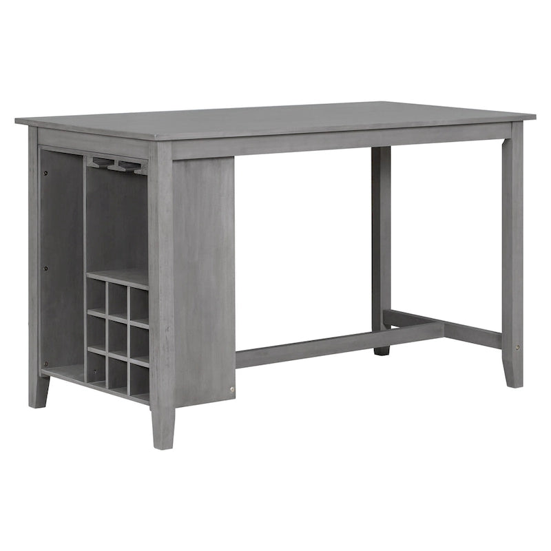 Multi-Functional Counter Height Dining Set Kitchen Bar Dining Table Set with 9 Wine Compartment Wine Glass Holders for Kitchen