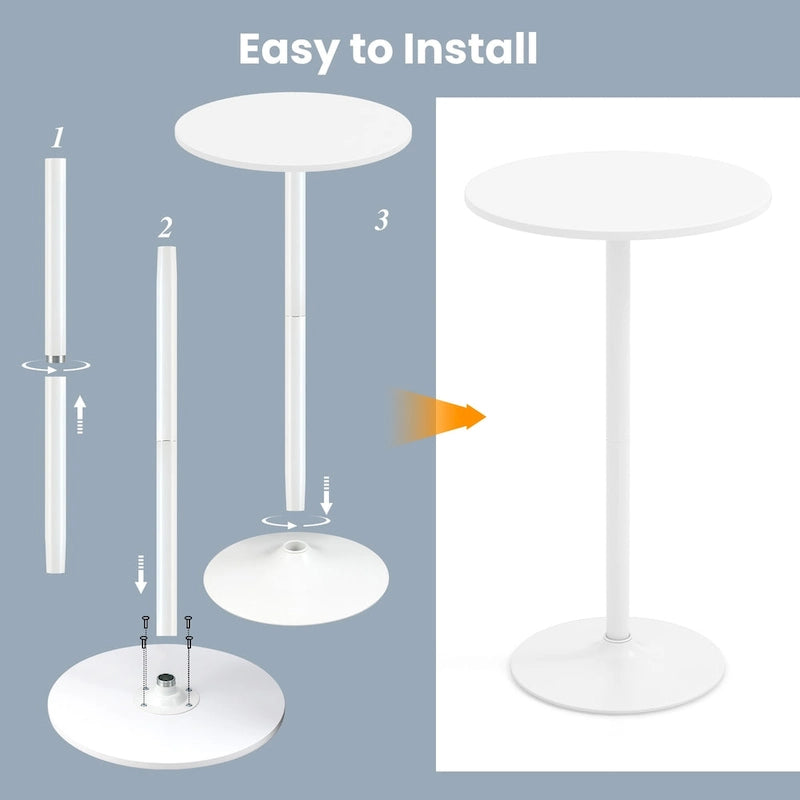 Gymax Round Bar Table w/ Adjustable Height & Metal Base Modern Style