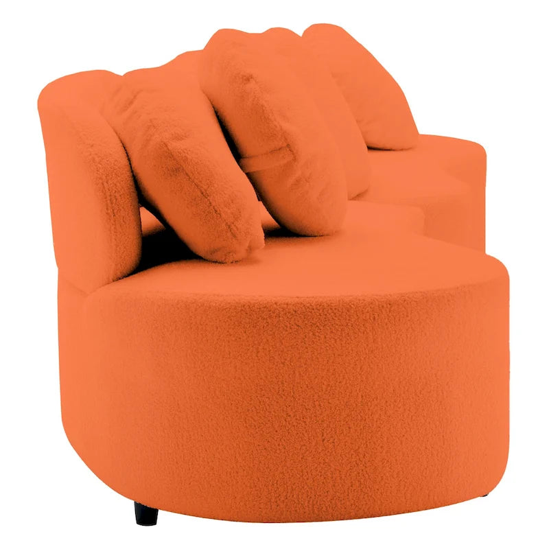 103.5 Lamb Velvet Armless Sofa with 6 Pillows and Floating Design