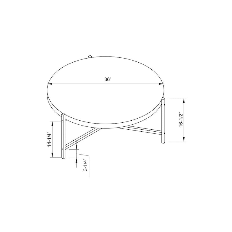 36.5 Modern Round Coffee Table with Wooden Top and Sleek Stainless-Steel Base for Living Room - 36.5L x 36.5W x 16.5H