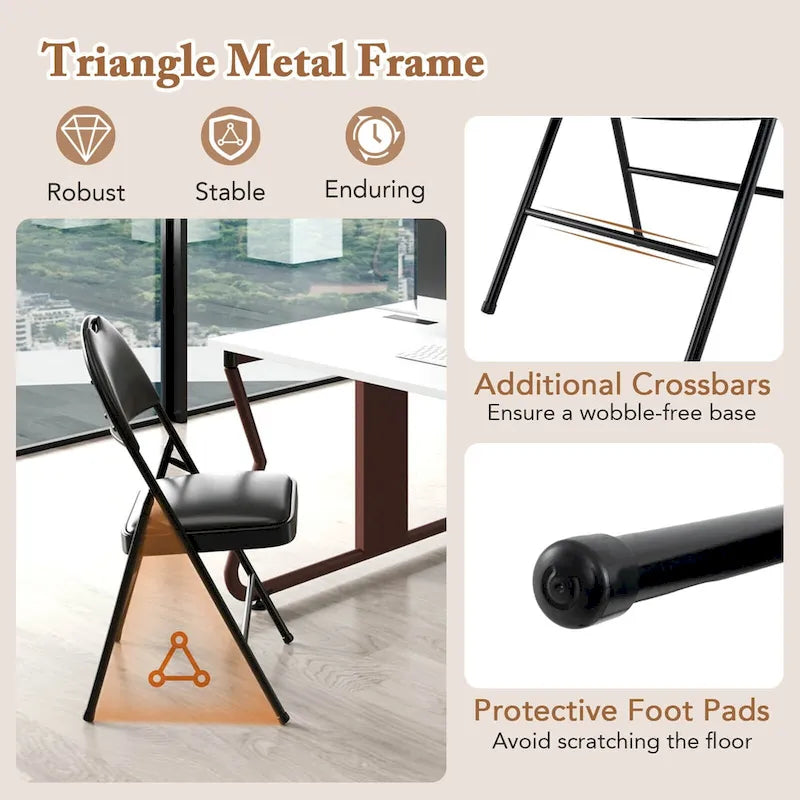 Costway 2/4/8/10/12 PCS Folding Padded Party Chairs with Metal Frame