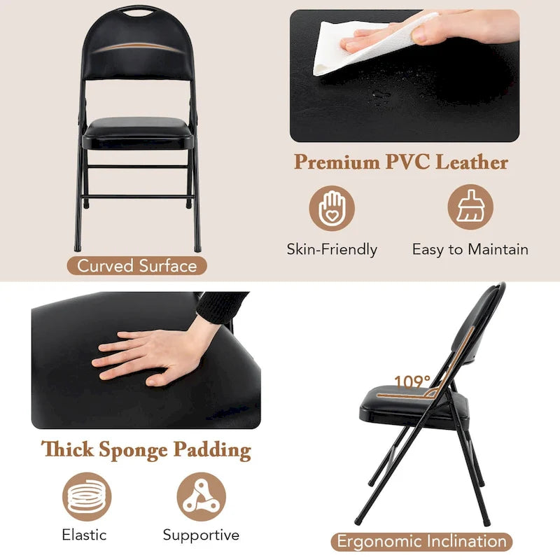 Costway 2/4/8/10/12 PCS Folding Padded Party Chairs with Metal Frame