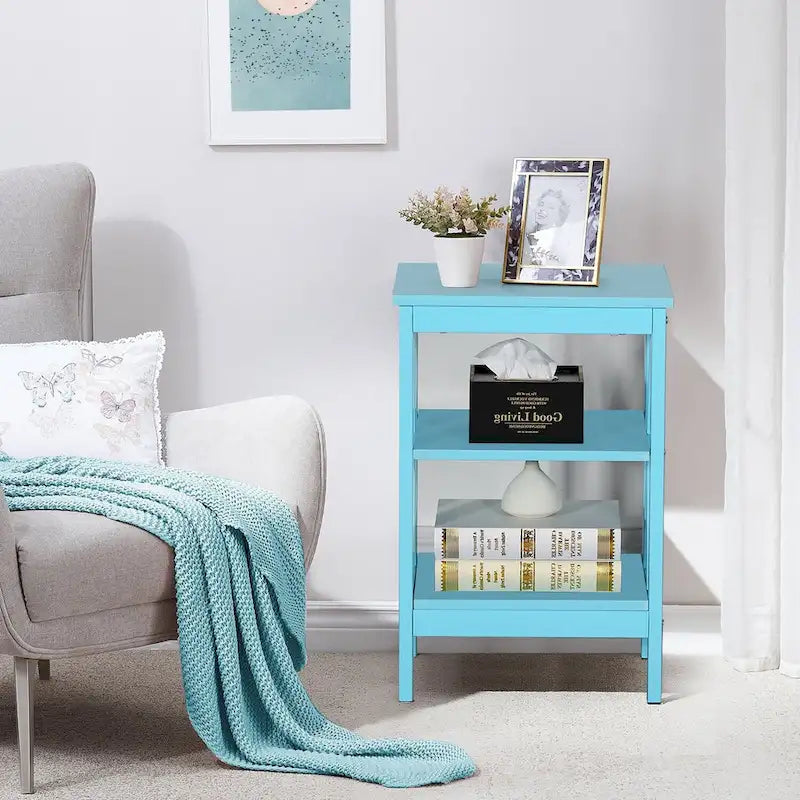 Modern Nightstand with 3-Tier Storage Shelves, Nightstands Set of 2