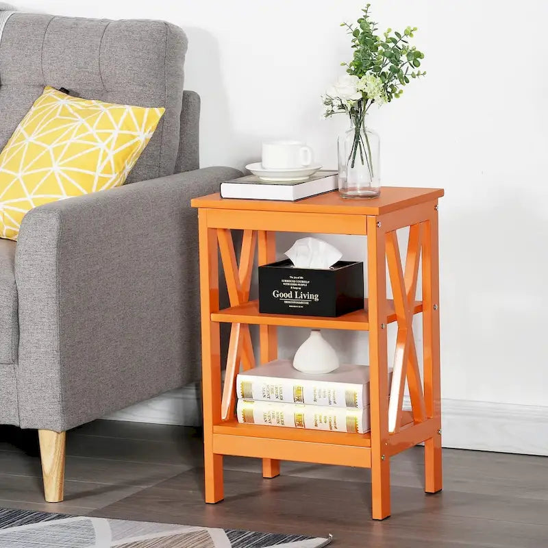 Modern Nightstand with 3-Tier Storage Shelves, Nightstands Set of 2