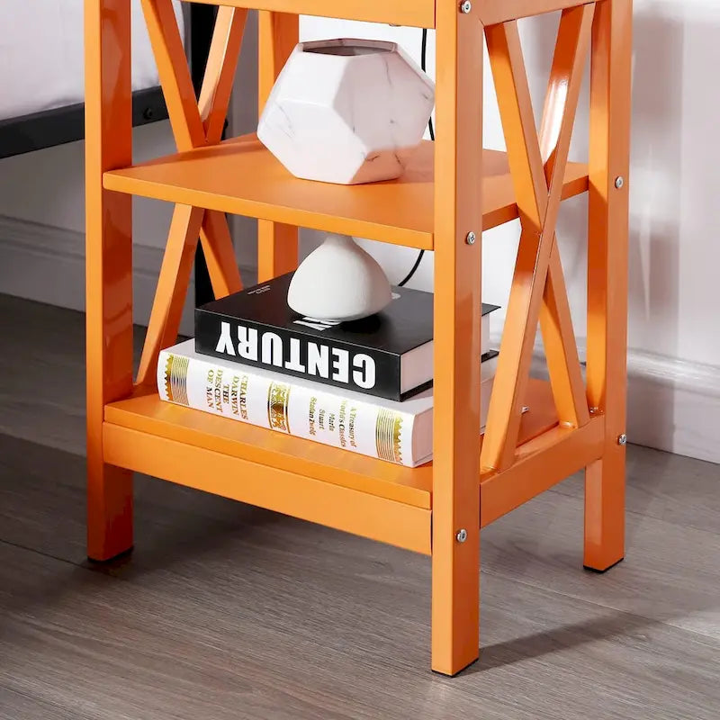 Modern Nightstand with 3-Tier Storage Shelves, Nightstands Set of 2