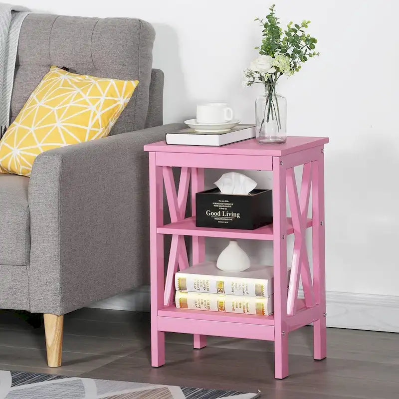 Modern Nightstand with 3-Tier Storage Shelves, Nightstands Set of 2
