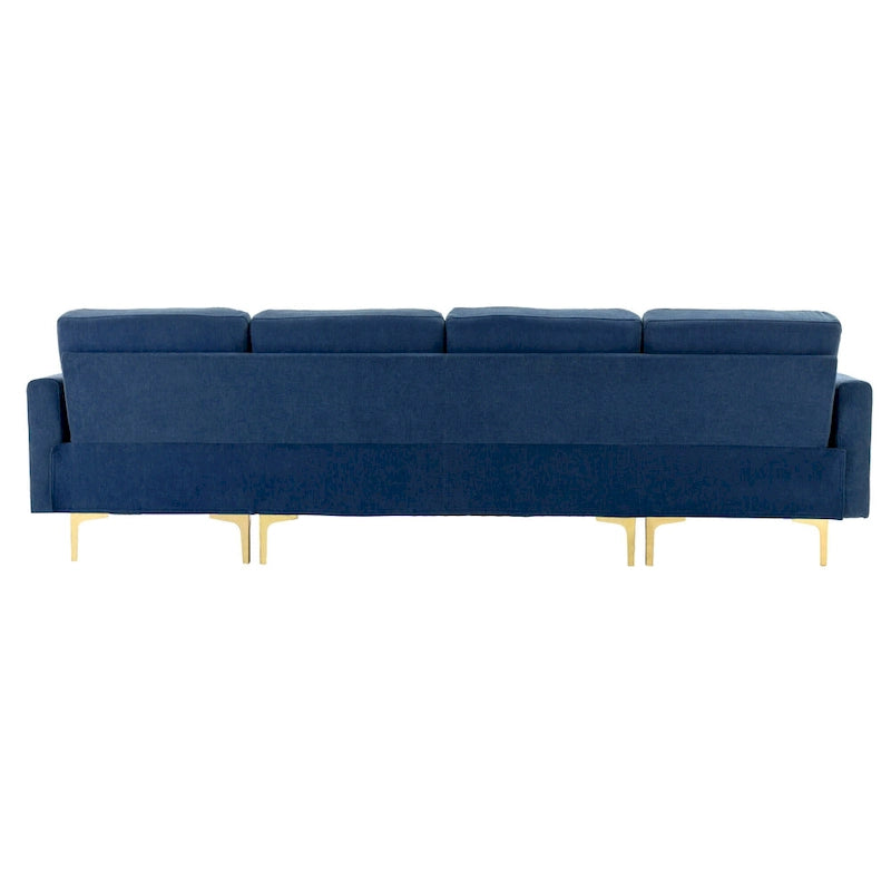 110.6 Velvet L-Shaped Sectional Sofa with Movable Ottoman and Storage Pockets