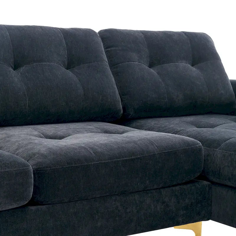 110.6 Velvet L-Shaped Sectional Sofa with Movable Ottoman and Storage Pockets