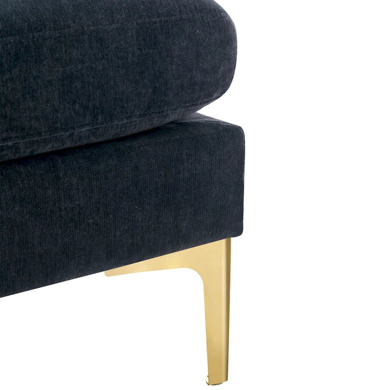 110.6 Velvet L-Shaped Sectional Sofa with Movable Ottoman and Storage Pockets