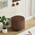 22.05Wide Upholstered Round Pouf Ottoman Foot Rest with Black Metal Legs