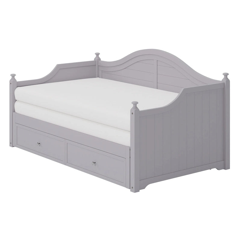 Wooden Daybed with 2 Storage Drawers, Twin Size Storage Platform Bed - Twin Size Extendable Day-bed Pop-up Trundle Bed, Sofa Bed