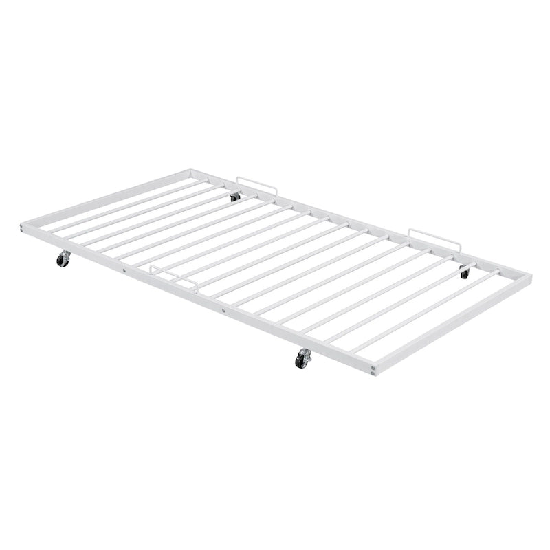 Metal Daybed Sofabed Frame with Curved Handles & Pull-out Trundle Bed for Kids Girls Boys