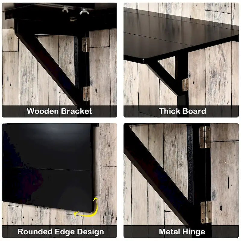 Gymax Wall-Mounted Drop-Leaf Table Floating Folding Desk Space Saver