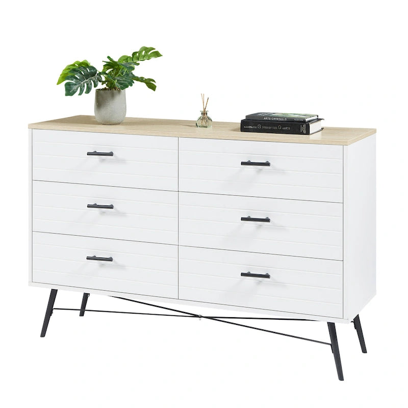 Rustic Style 47.24 Dresser TV Stand with 6 Deep Storage Drawers for Living Room