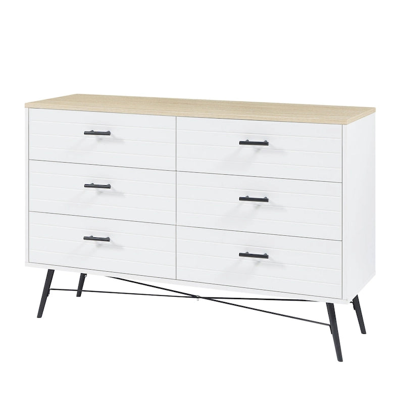 Rustic Style 47.24 Dresser TV Stand with 6 Deep Storage Drawers for Living Room