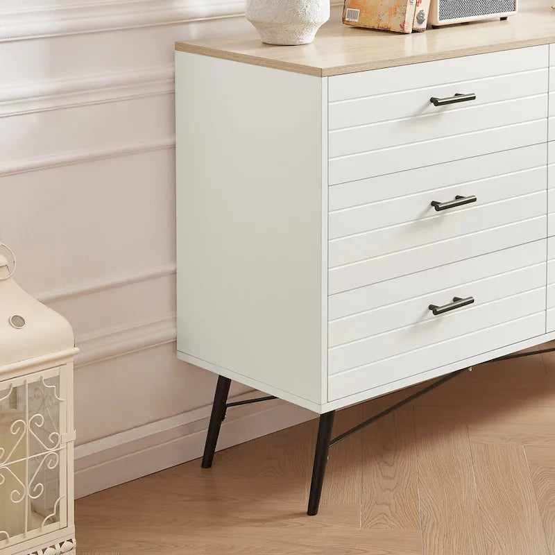 Rustic Style 47.24 Dresser TV Stand with 6 Deep Storage Drawers for Living Room