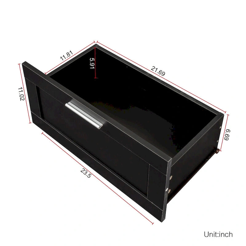 Black 70.87 TV Stand with 3 Open Storage Spaces and 3 Drawers for Living Room