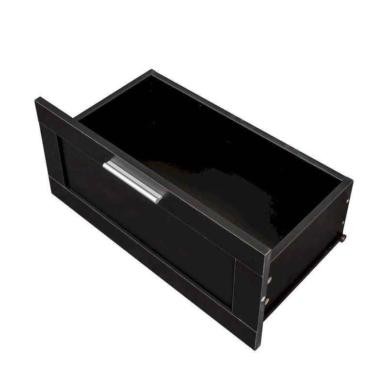 Black 70.87 TV Stand with 3 Open Storage Spaces and 3 Drawers for Living Room