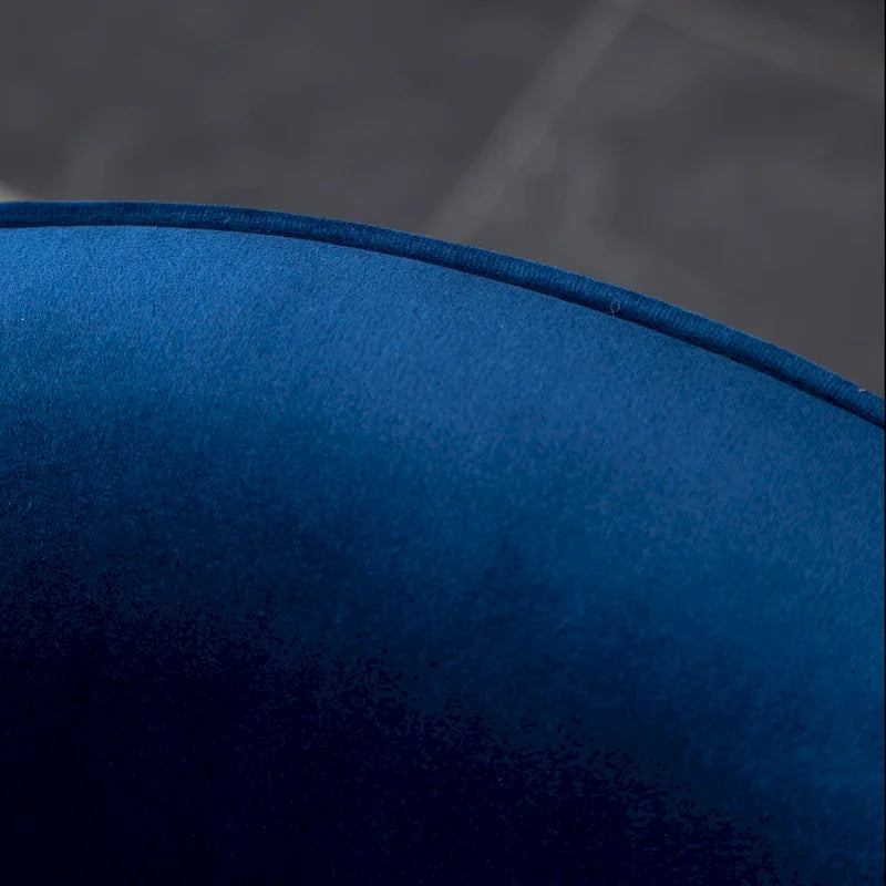 Blue Modern 22 Upholstered Velvet Accent Chair with Round Swivel Metal Base for Living Room