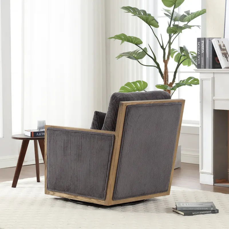 Modern 26.77 Upholstered 360 Swivel Barrel Chair with Sturdy Hardwood Frame for Living Room